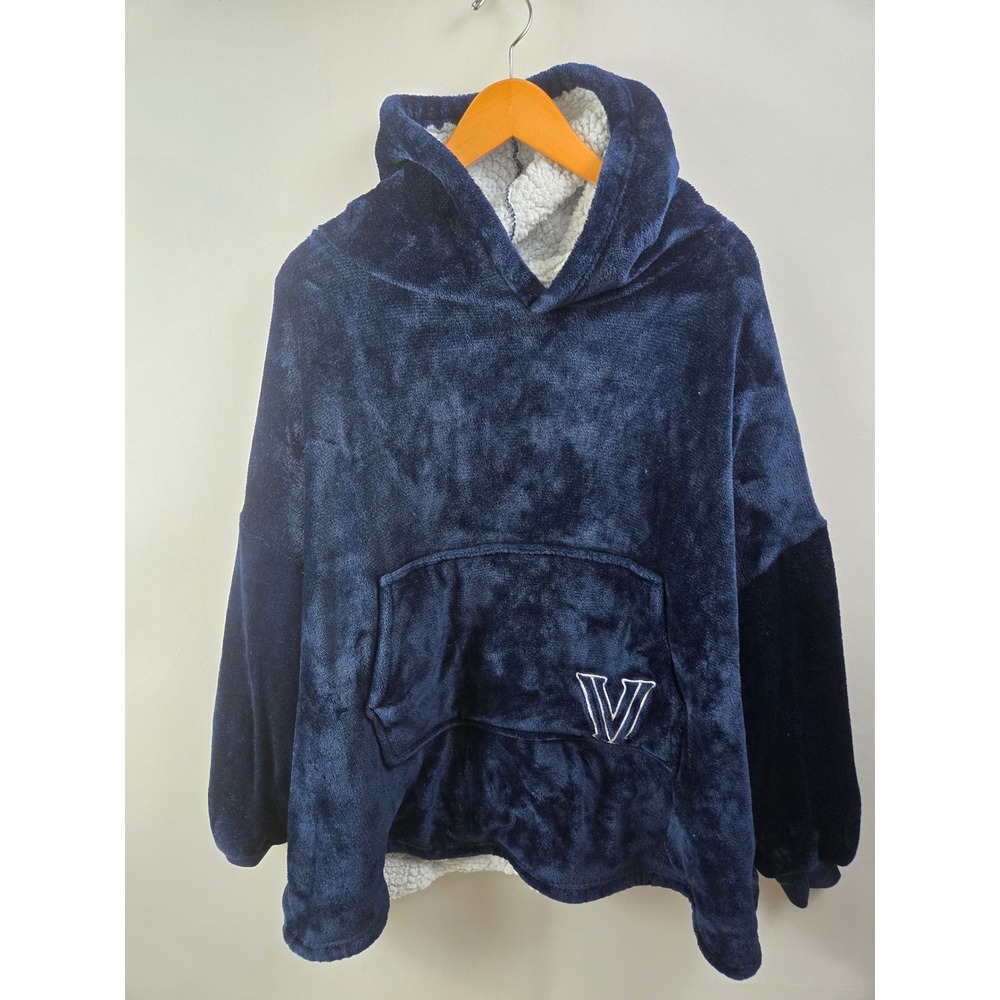 Villanova Holiday Navy Fleece Sherpa Poncho Lined Hoodie Smuggie